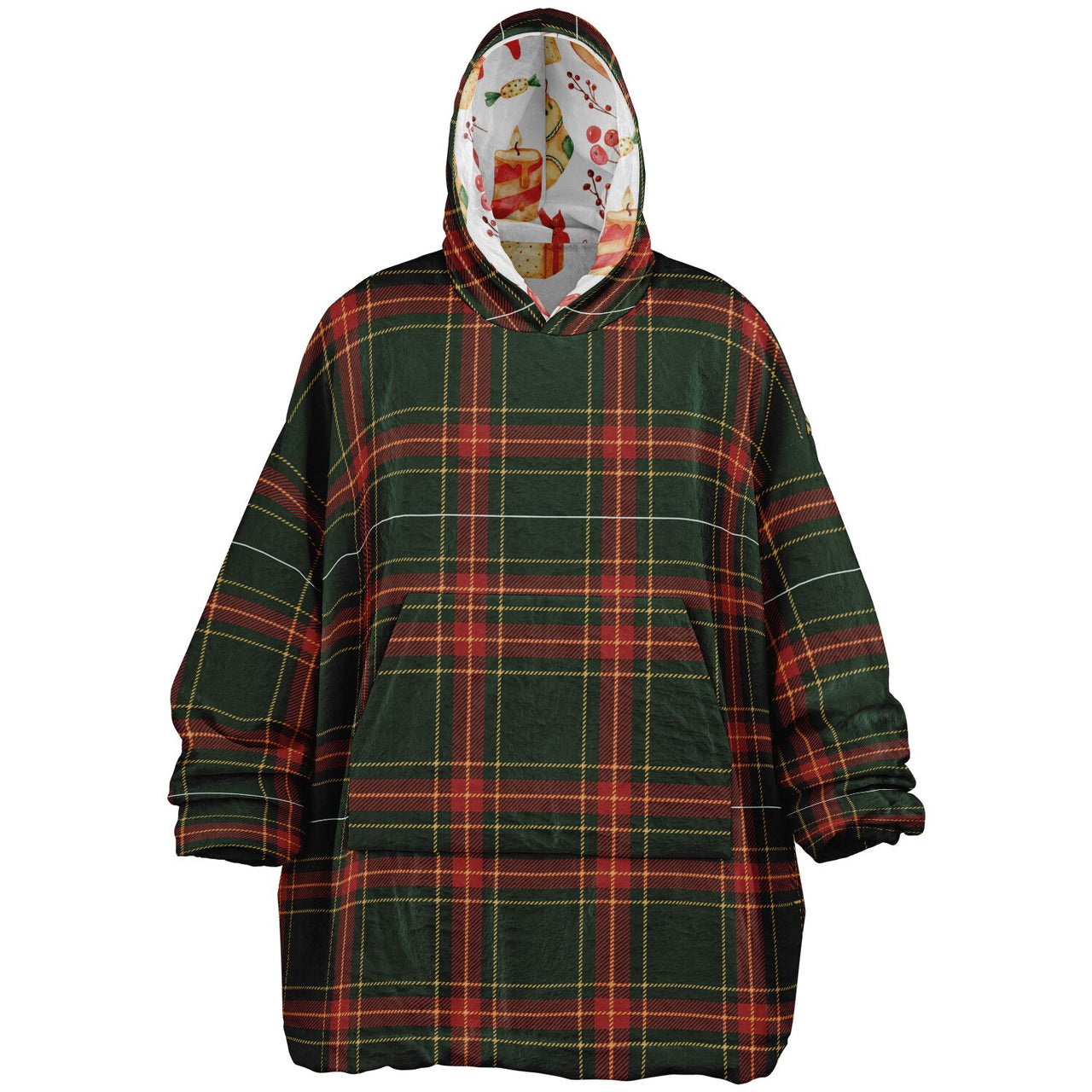 Christmas Pattern Checkered 1 and Red Christmas Oversized Reversible Hoodie