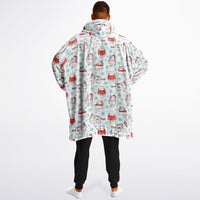 Thumbnail for Christmas Pattern Winter Cat and Green Christmas Oversized Reversible Hoodie