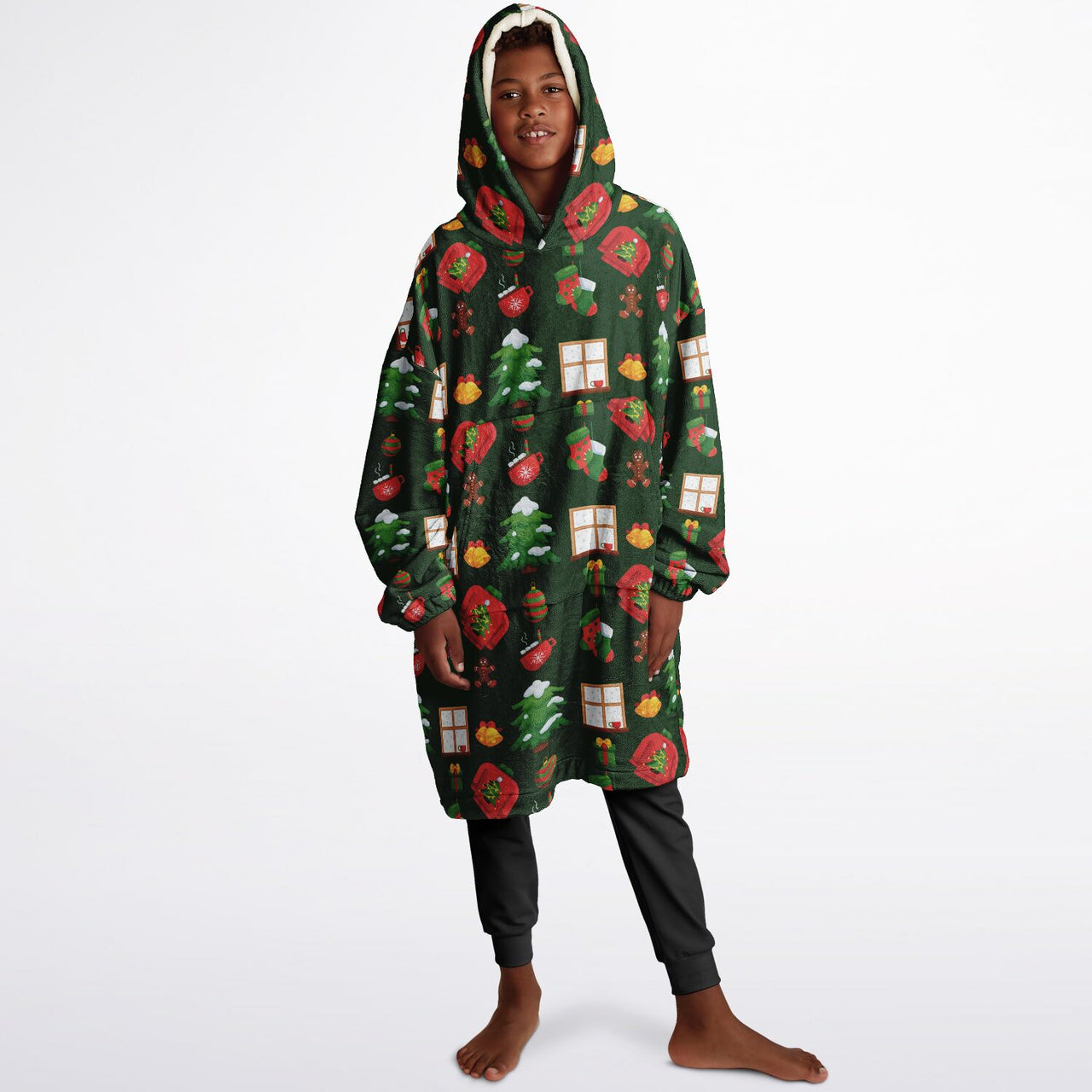 Green Christmas Pattern Youth Standard Hoodie