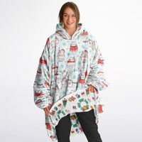 Thumbnail for Christmas Pattern Winter Cat and Winter Christmas Oversized Reversible Hoodie