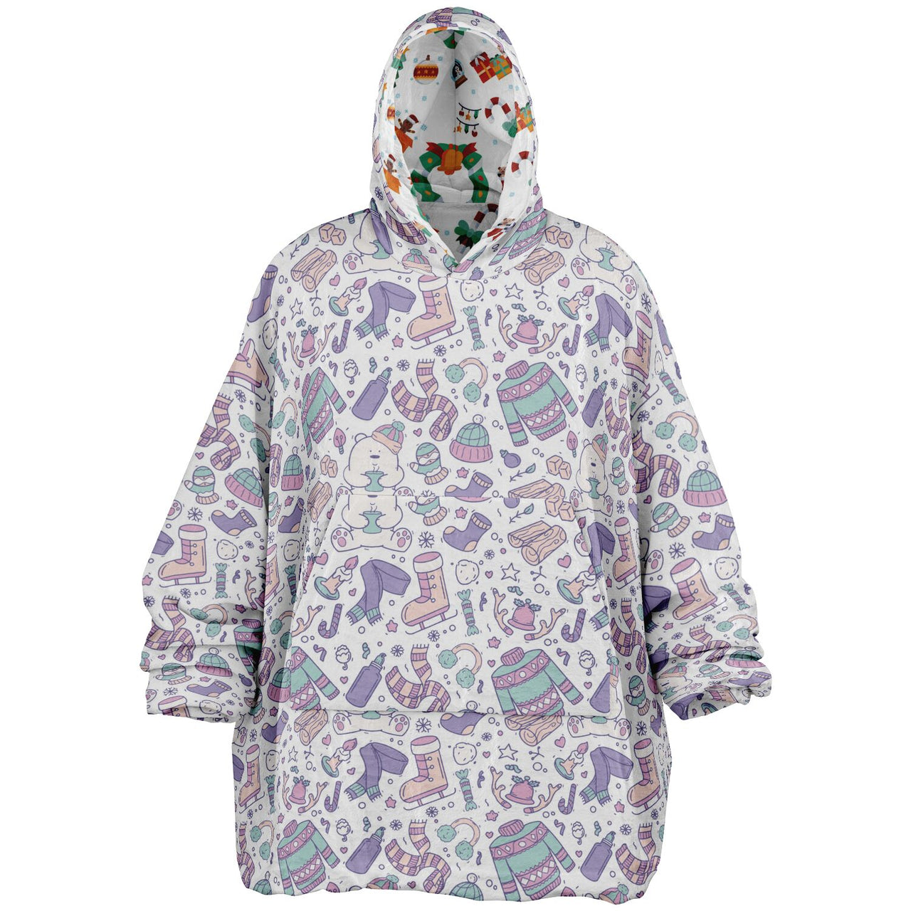 Christmas Pattern Winter Bear and Winter_Christmas Oversized Reversible Hoodie