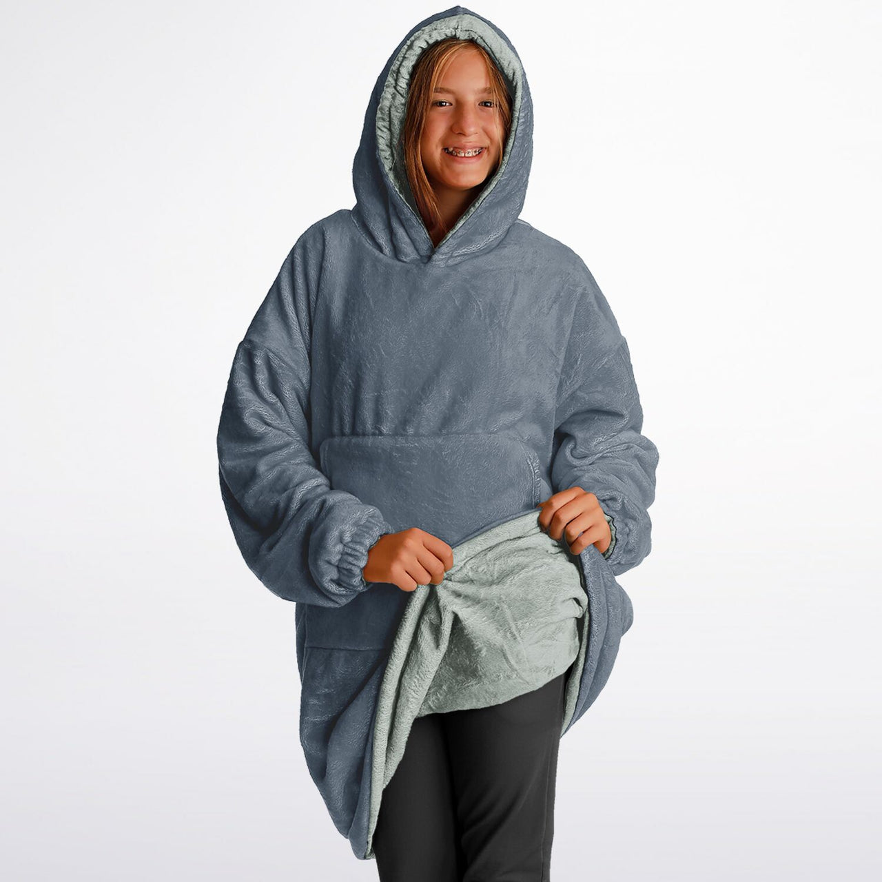 Neutral Slate and Ash Gray Youth Reversible Hoodie