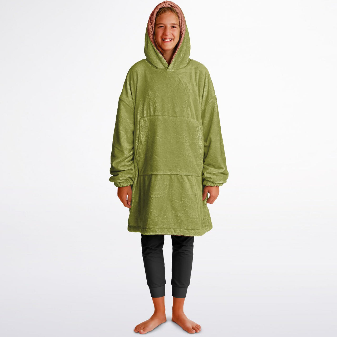 Earthy Tones Roman Peach and Olive Green Youth Reversible Hoodie