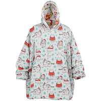Thumbnail for Christmas Pattern Red Christmas and Winter Cat Oversized Reversible Hoodie