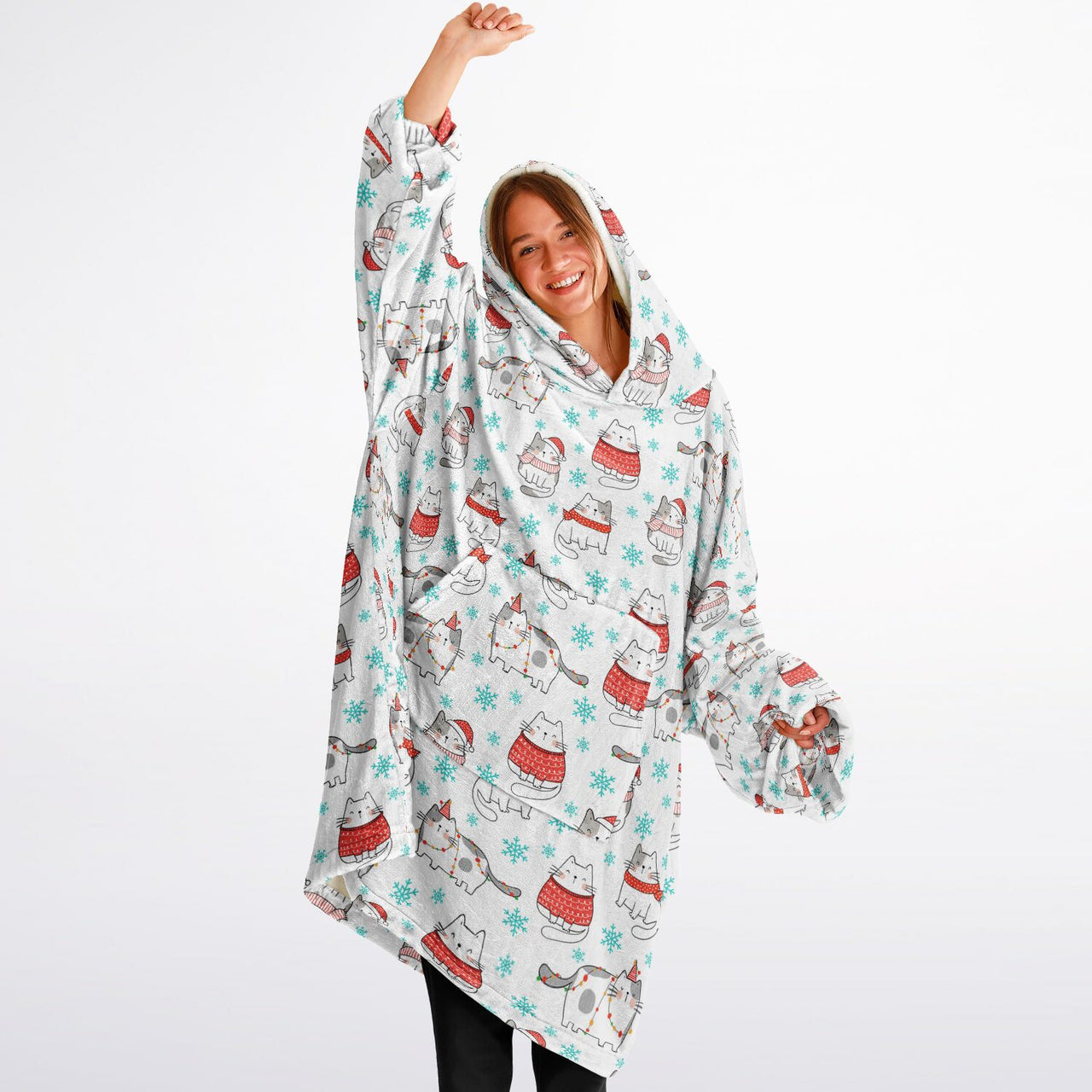 Christmas Pattern Winter Cat Adult Standard Hoodie