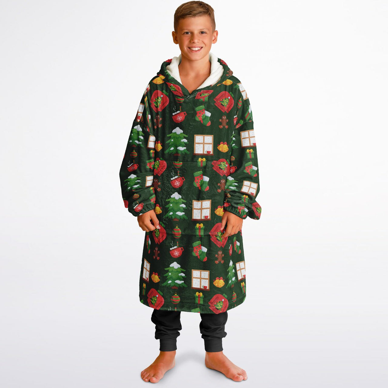 Green Christmas Pattern Youth Standard Hoodie