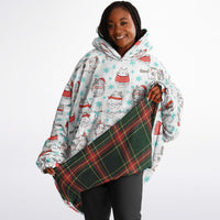 Thumbnail for Christmas Pattern Winter Cat and Checkered 1 Oversized Reversible Hoodie