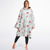 Thumbnail for Christmas Pattern Winter Cat and Green Christmas Oversized Reversible Hoodie