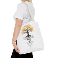 Thumbnail for Rooted Tree of Life Autumn Tote Bag — 'ROOTED IN HIM' Canvas Tote