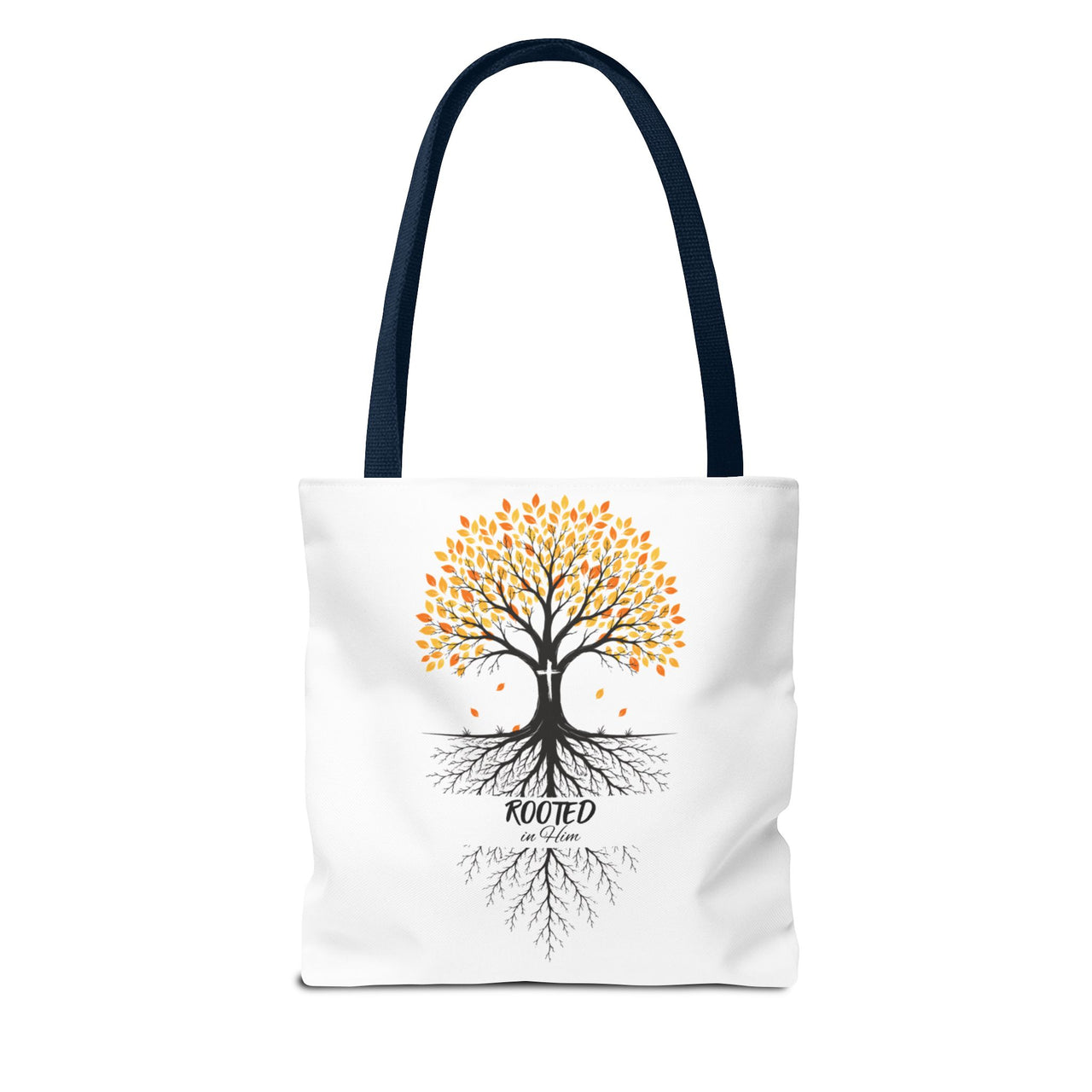 Rooted Tree of Life Autumn Tote Bag — 'ROOTED IN HIM' Canvas Tote