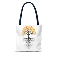 Thumbnail for Rooted Tree of Life Autumn Tote Bag — 'ROOTED IN HIM' Canvas Tote