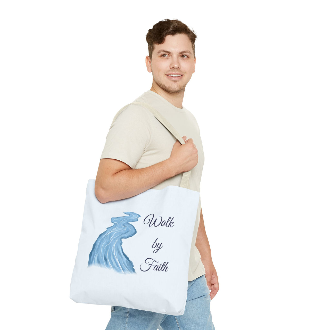Walk by Faith Tote Bag — Inspirational Scripture Beach Tote