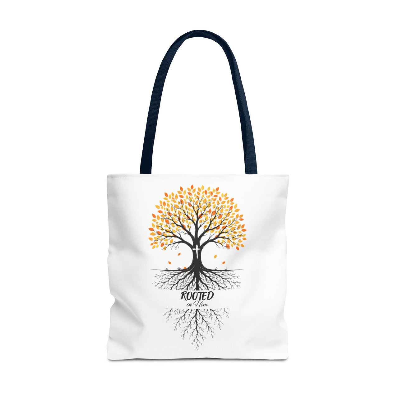 Rooted Tree of Life Autumn Tote Bag — 'ROOTED IN HIM' Canvas Tote
