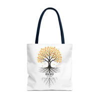 Thumbnail for Rooted Tree of Life Autumn Tote Bag — 'ROOTED IN HIM' Canvas Tote