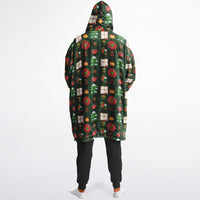 Thumbnail for Winter and Green Christmas Pattern Oversized Reversible Hoodie