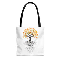 Thumbnail for Rooted Tree of Life Autumn Tote Bag — 'ROOTED IN HIM' Canvas Tote