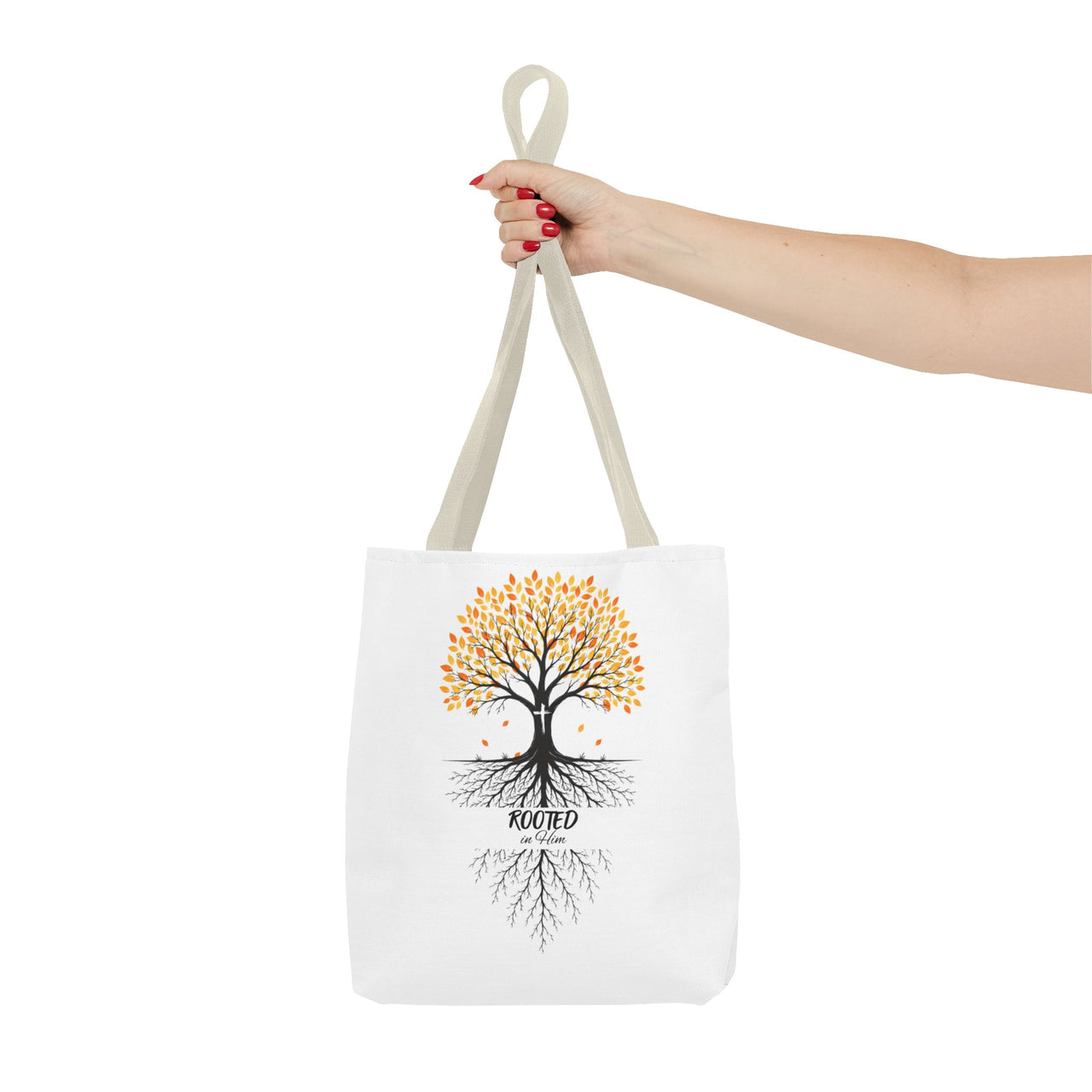 Rooted Tree of Life Autumn Tote Bag — 'ROOTED IN HIM' Canvas Tote