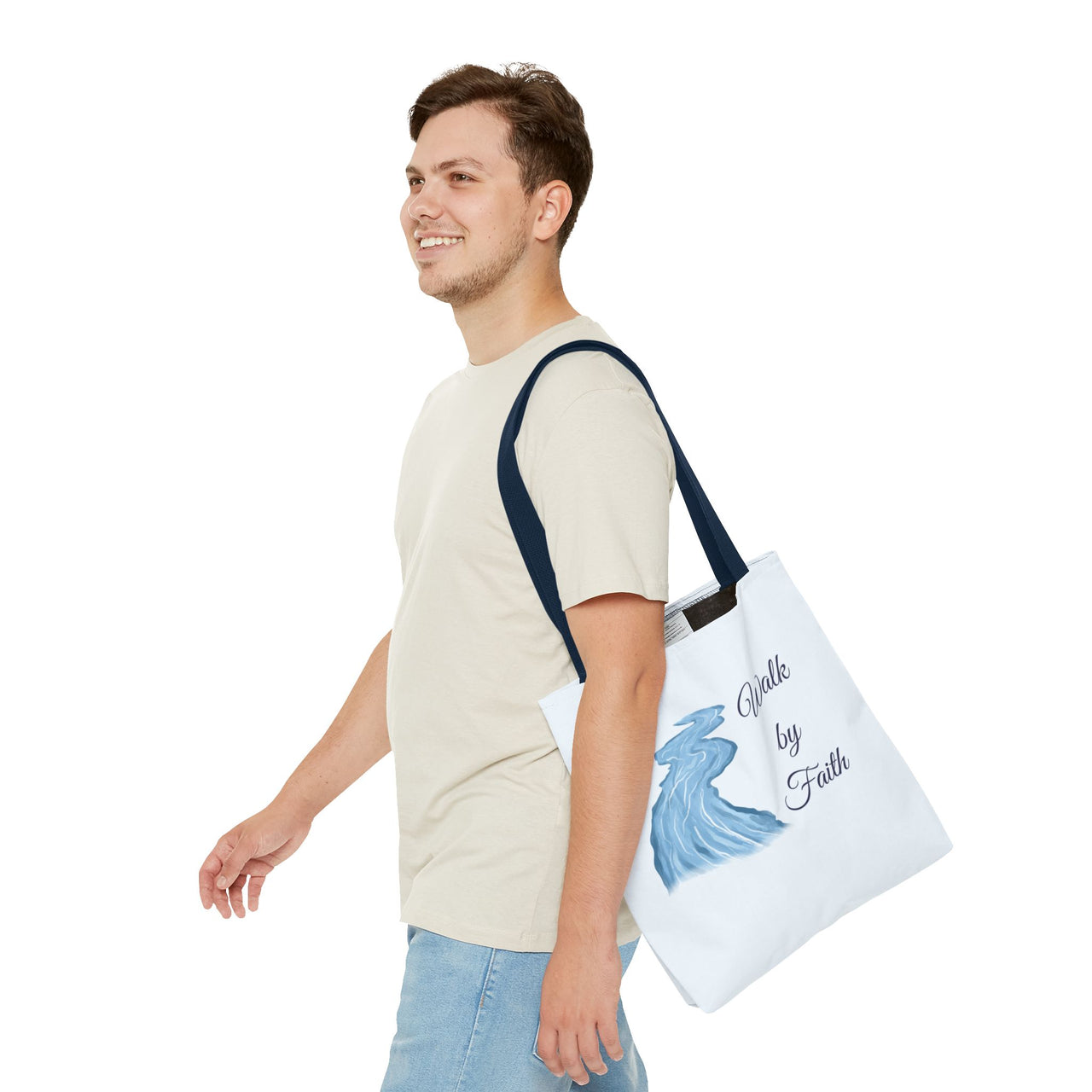 Walk by Faith Tote Bag — Inspirational Scripture Beach Tote