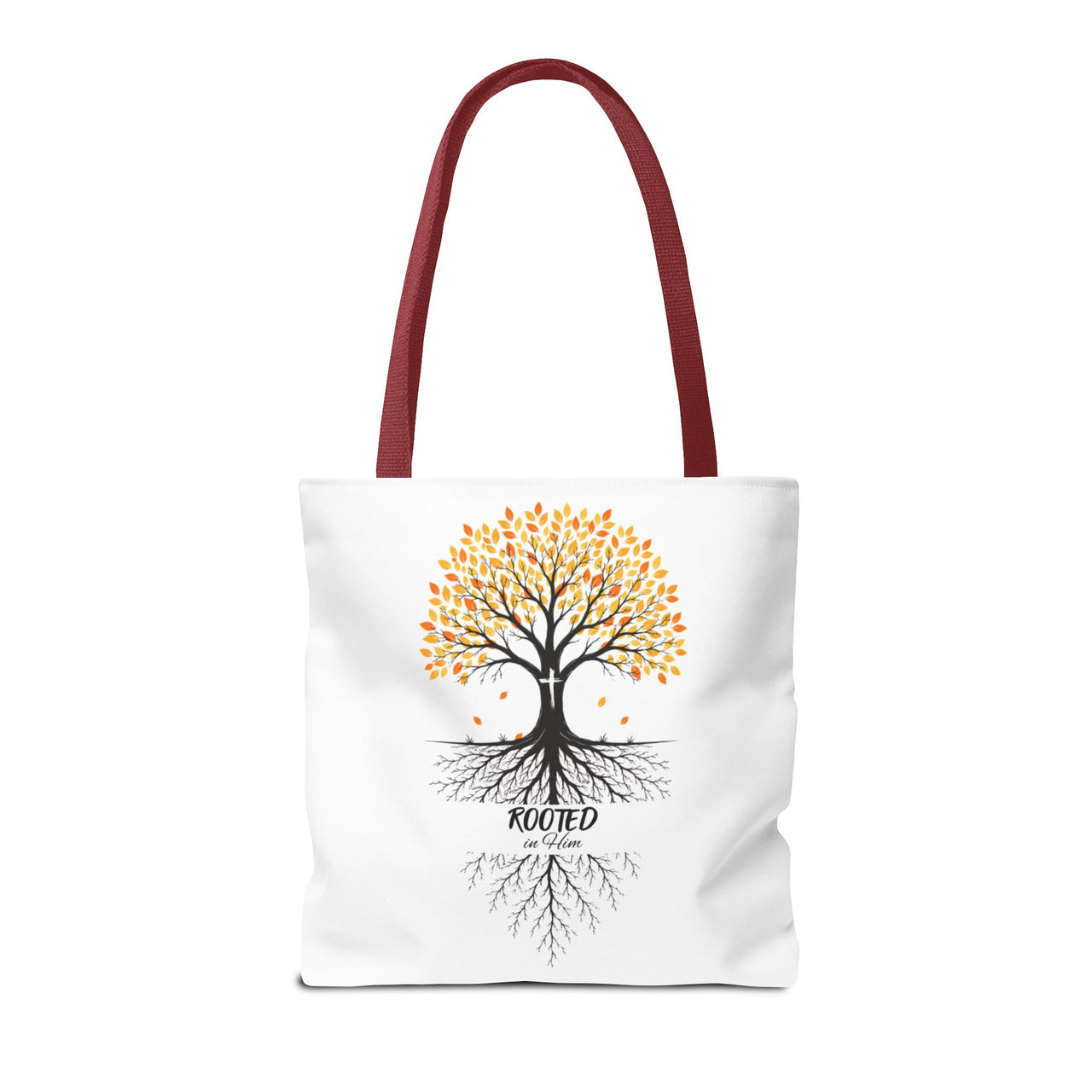 Rooted Tree of Life Autumn Tote Bag — 'ROOTED IN HIM' Canvas Tote