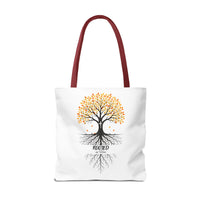 Thumbnail for Rooted Tree of Life Autumn Tote Bag — 'ROOTED IN HIM' Canvas Tote
