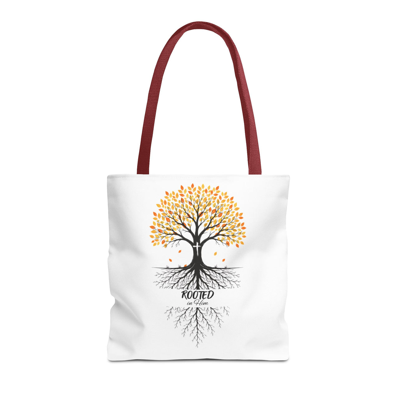 Rooted Tree of Life Autumn Tote Bag — 'ROOTED IN HIM' Canvas Tote