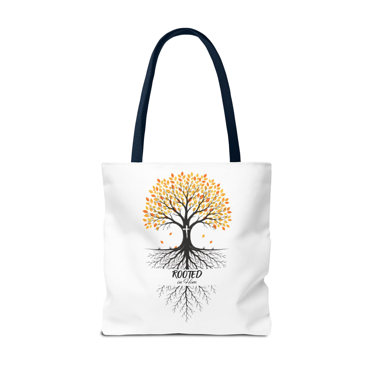 Rooted Tree of Life Autumn Tote Bag — 'ROOTED IN HIM' Canvas Tote