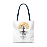 Thumbnail for Rooted Tree of Life Autumn Tote Bag — 'ROOTED IN HIM' Canvas Tote