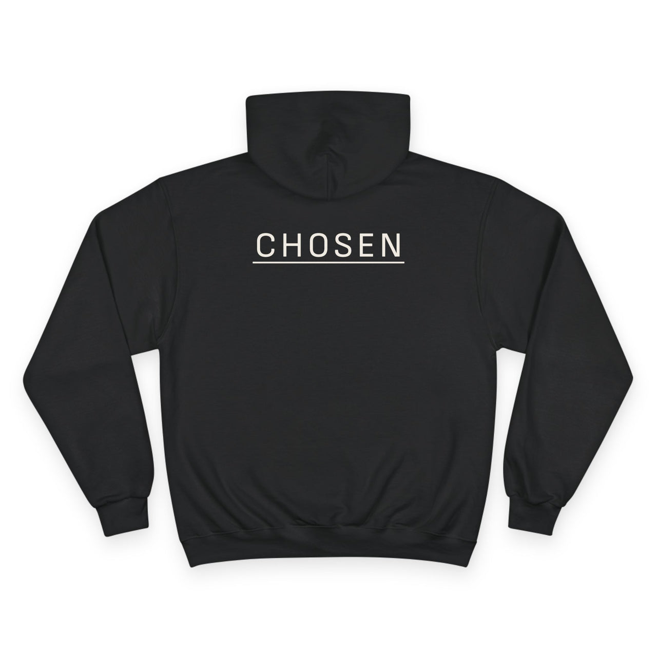 Chosen White Hoodie — Minimal Pullover with 'CHOSEN' Chest & Back Print