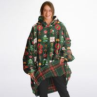 Thumbnail for Christmas Pattern Green Christmas and Checkered 1 Oversized Reversible Hoodie
