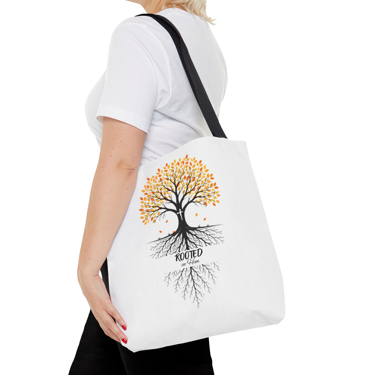 Rooted Tree of Life Autumn Tote Bag — 'ROOTED IN HIM' Canvas Tote