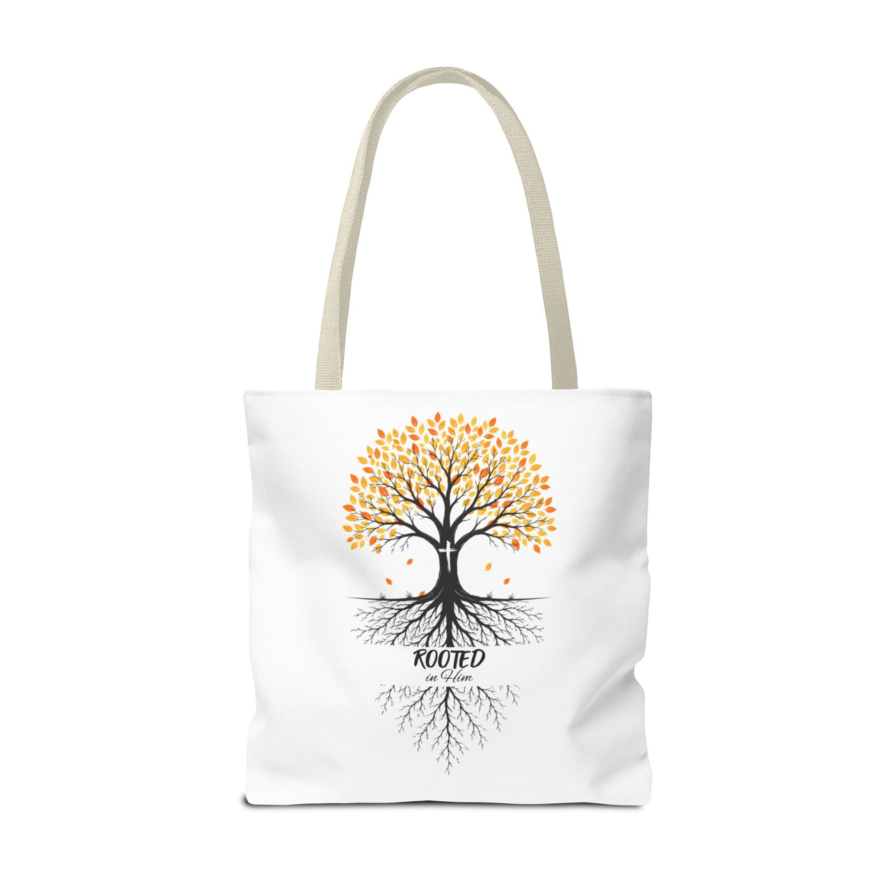 Rooted Tree of Life Autumn Tote Bag — 'ROOTED IN HIM' Canvas Tote