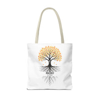 Thumbnail for Rooted Tree of Life Autumn Tote Bag — 'ROOTED IN HIM' Canvas Tote