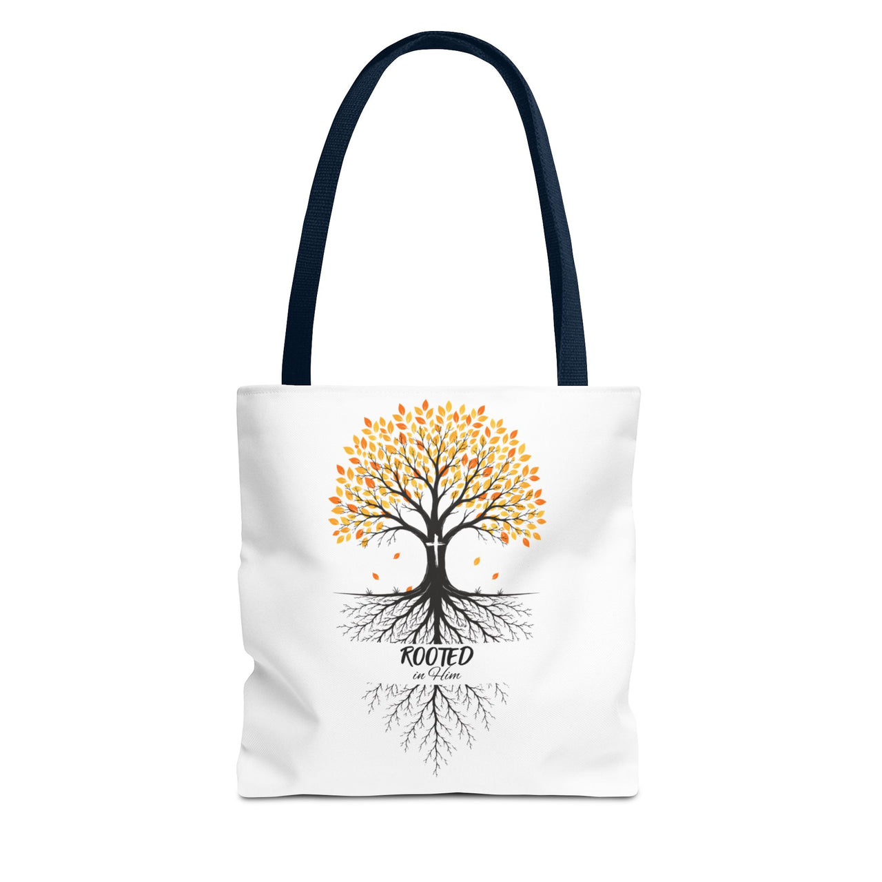 Rooted Tree of Life Autumn Tote Bag — 'ROOTED IN HIM' Canvas Tote