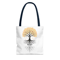 Thumbnail for Rooted Tree of Life Autumn Tote Bag — 'ROOTED IN HIM' Canvas Tote