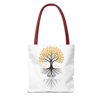 Thumbnail for Rooted Tree of Life Autumn Tote Bag — 'ROOTED IN HIM' Canvas Tote