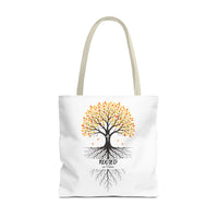 Thumbnail for Rooted Tree of Life Autumn Tote Bag — 'ROOTED IN HIM' Canvas Tote