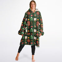Thumbnail for Green Christmas and Red Christmas Pattern Oversized Reversible Hoodie