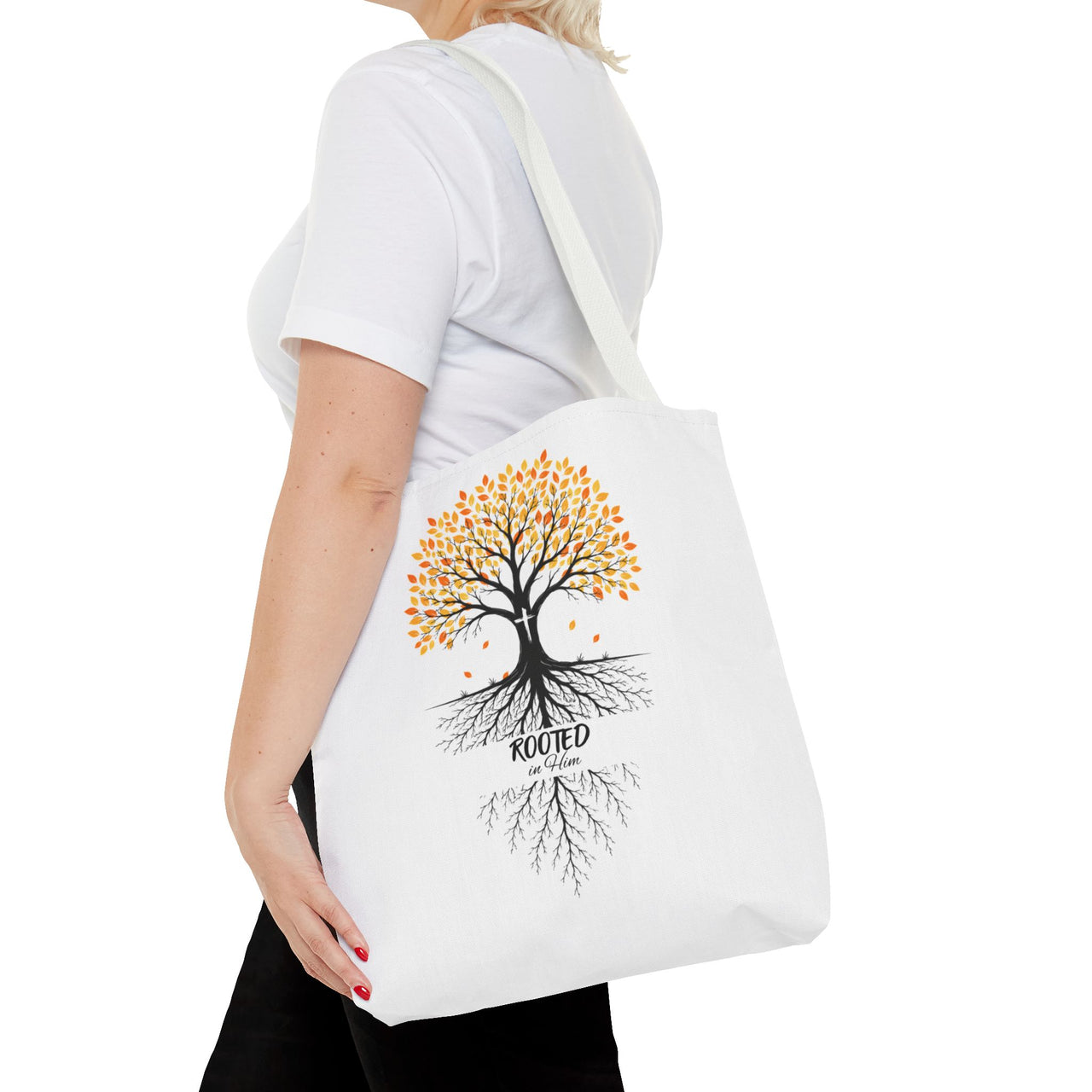 Rooted Tree of Life Autumn Tote Bag — 'ROOTED IN HIM' Canvas Tote
