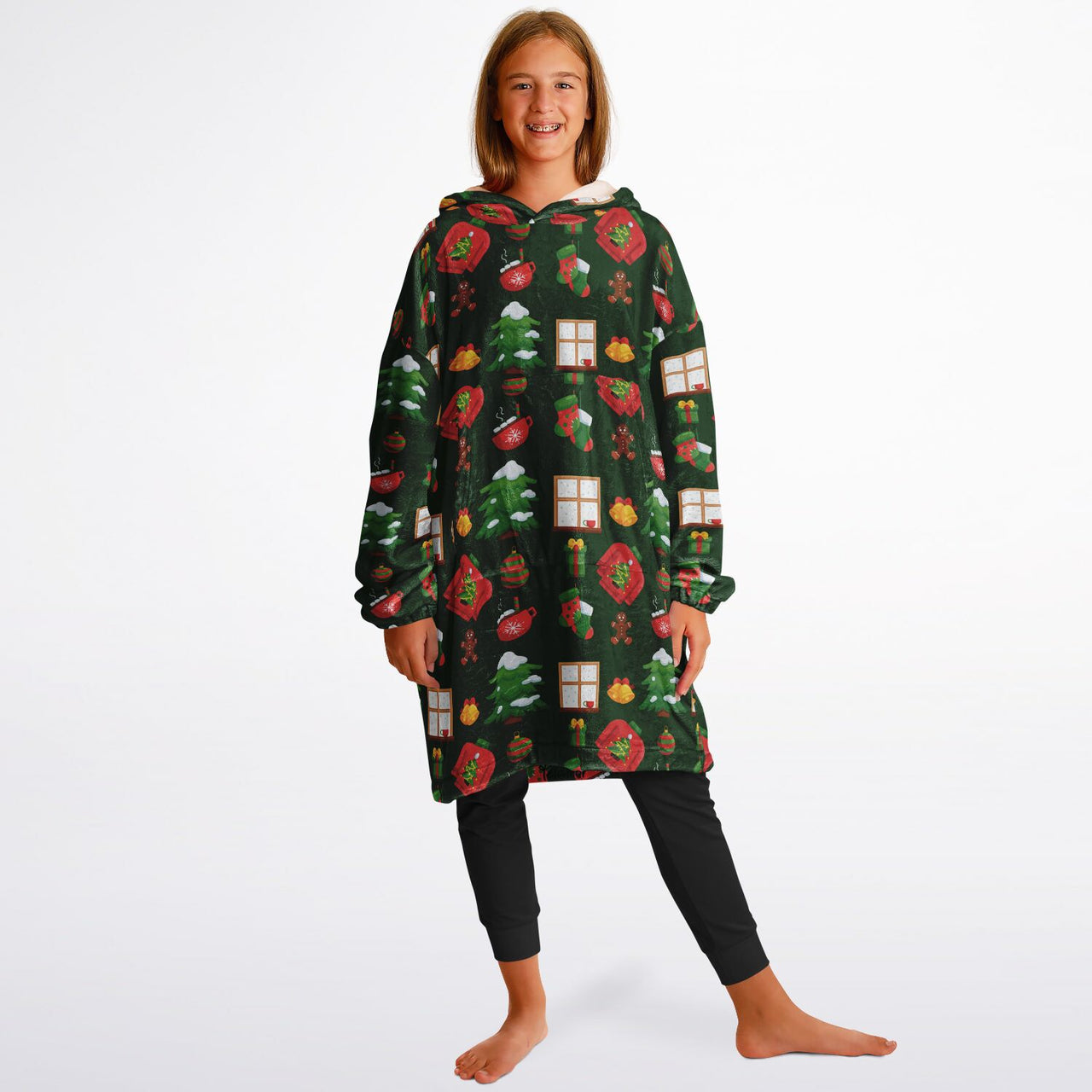 Green Christmas Pattern Youth Standard Hoodie