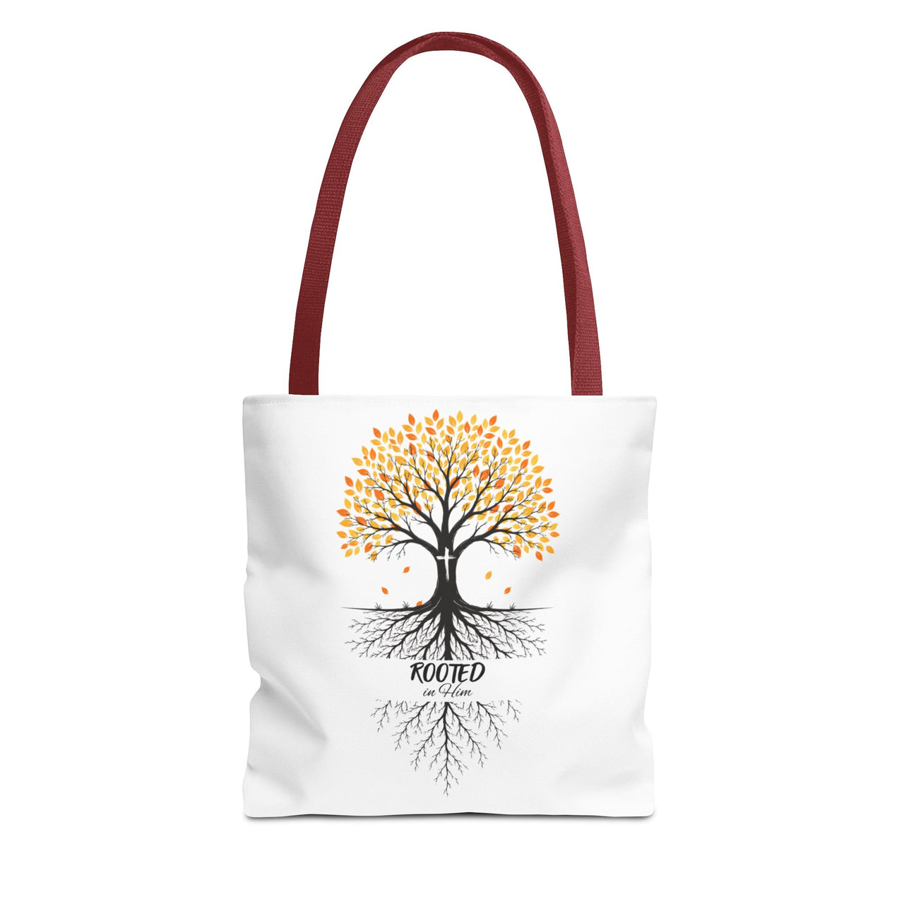 Rooted Tree of Life Autumn Tote Bag — 'ROOTED IN HIM' Canvas Tote