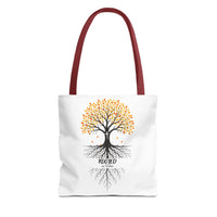 Thumbnail for Rooted Tree of Life Autumn Tote Bag — 'ROOTED IN HIM' Canvas Tote