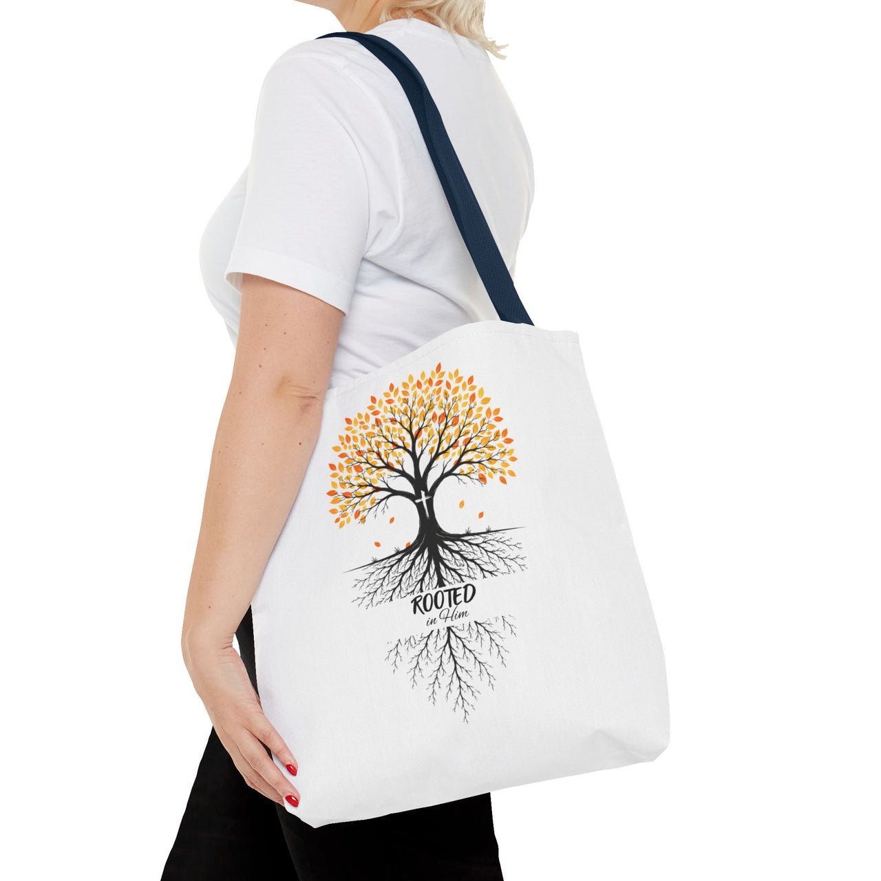 Rooted Tree of Life Autumn Tote Bag — 'ROOTED IN HIM' Canvas Tote