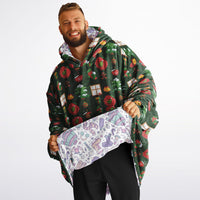 Thumbnail for Christmas Pattern Green Christmas and Winter Bear Oversized Reversible Hoodie