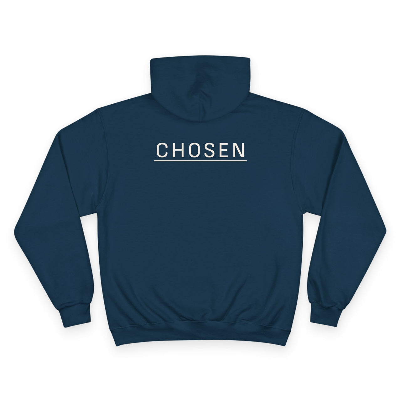 Chosen White Hoodie — Minimal Pullover with 'CHOSEN' Chest & Back Print