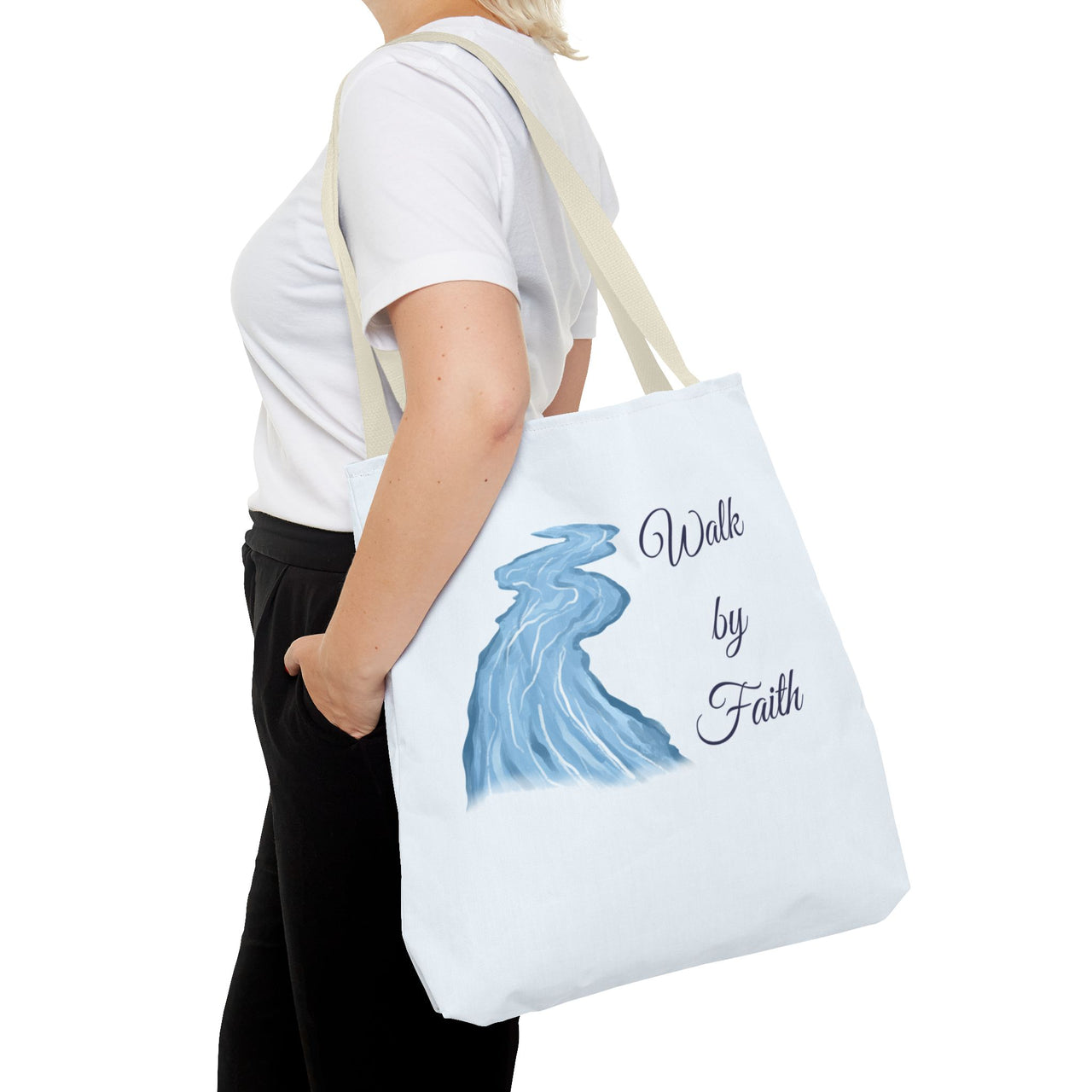 Walk by Faith Tote Bag — Inspirational Scripture Beach Tote