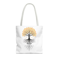 Thumbnail for Rooted Tree of Life Autumn Tote Bag — 'ROOTED IN HIM' Canvas Tote