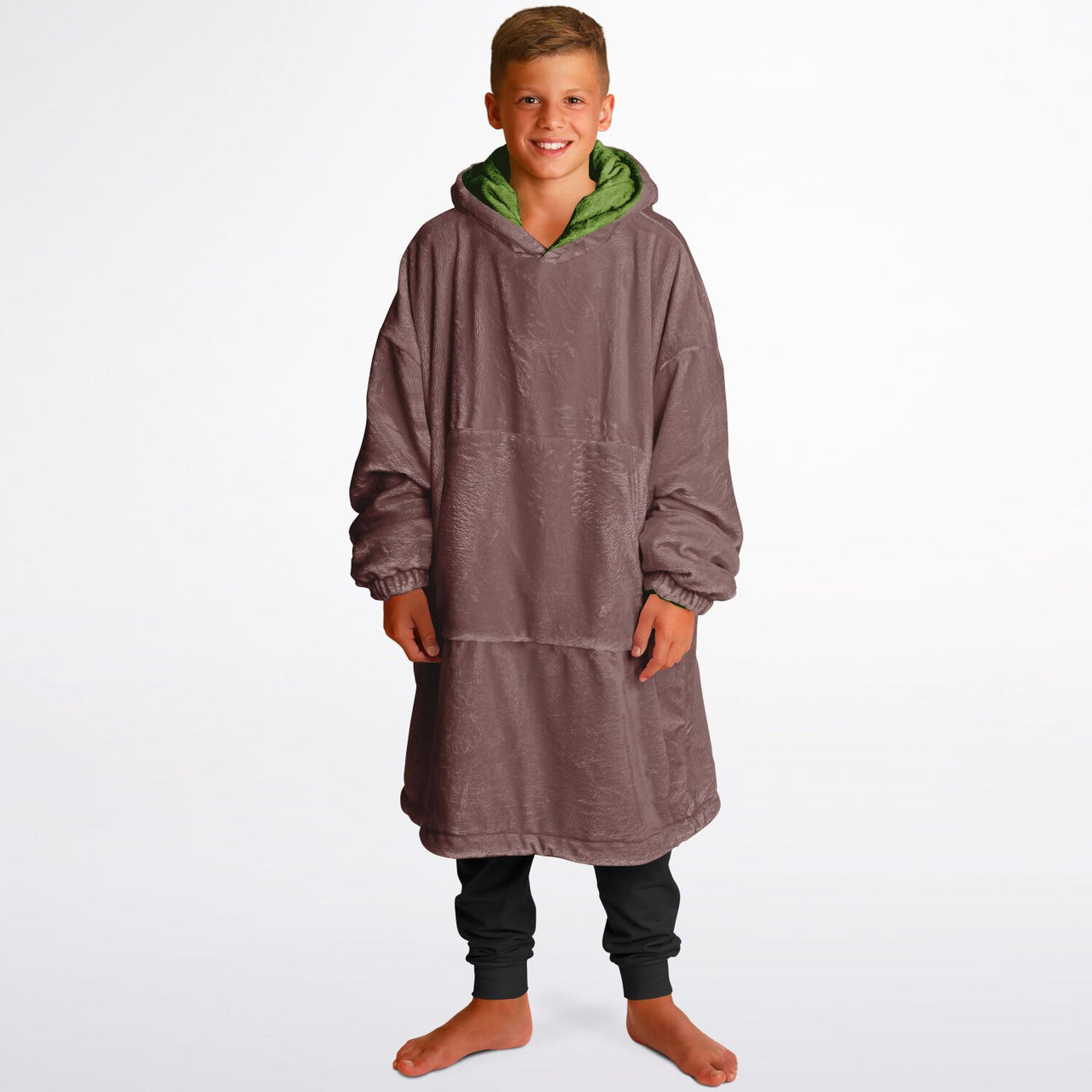 Earthy Tones Rose Taupe and Olive Drab Youth Reversible Hoodie