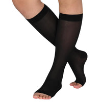 Thumbnail for Athbavib Knee-High Sheer Compression Socks for Women 15-20 mmHg Open Toe Compression Socks for Swelling Soreness