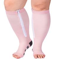 Thumbnail for Ancrina Plus Size Zipper Compression Socks Women Toeless Compression Socks for Women Open Toe Wide Calf 15-20mmHg Support Socks