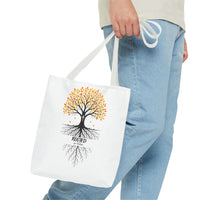 Thumbnail for Rooted Tree of Life Autumn Tote Bag — 'ROOTED IN HIM' Canvas Tote